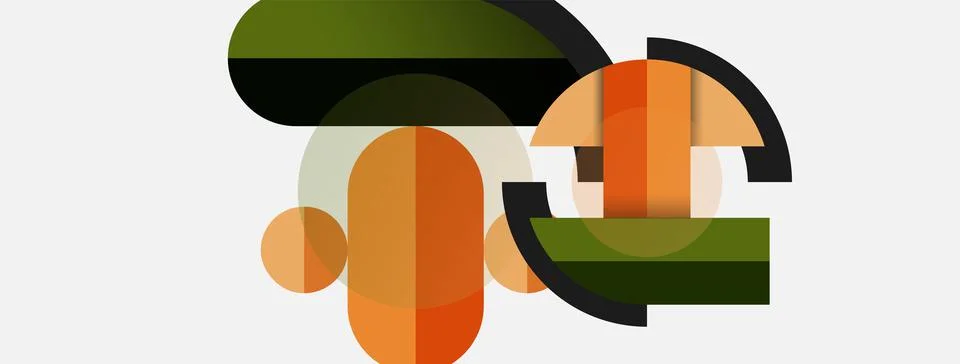 Geometric shapes composition abstract background. Circles lines and rectangles Stock Illustration
