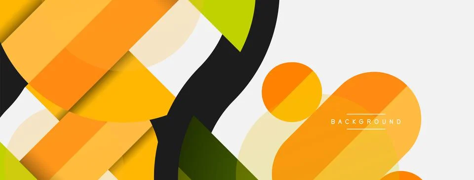 Geometric shapes composition abstract background. Circles lines and rectangles Illustrazione stock