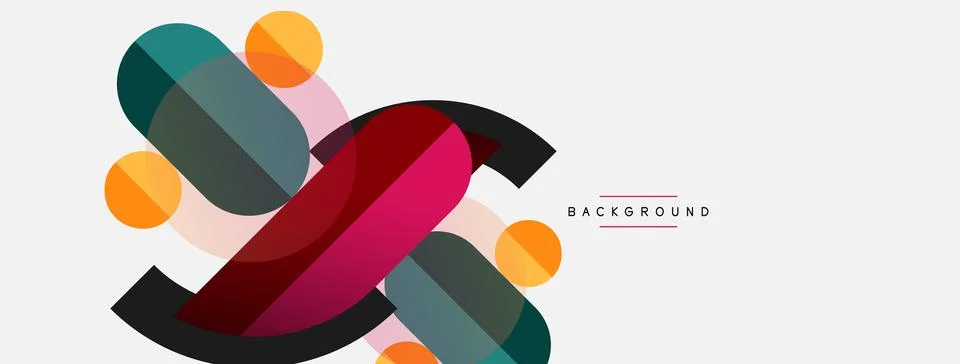 Geometric shapes composition abstract background. Circles lines and rectangles Stock Illustration