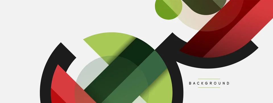 Geometric shapes composition abstract background. Circles lines and rectangles Stock Illustration