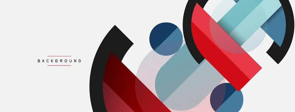Geometric shapes composition abstract background. Circles lines and rectangles 스톡 일러스트