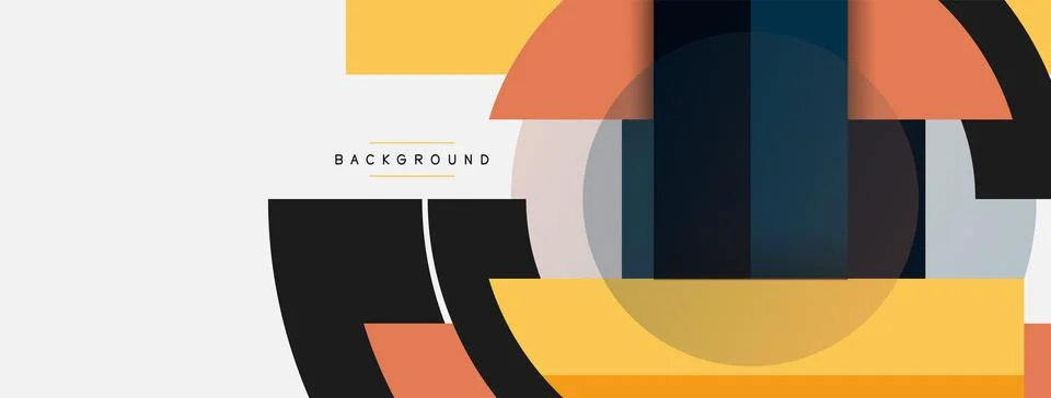 Geometric shapes composition abstract background. Circles lines and rectangles Stock Illustration