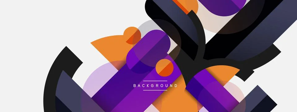 Geometric shapes composition abstract background. Circles lines and rectangles Stock Illustration