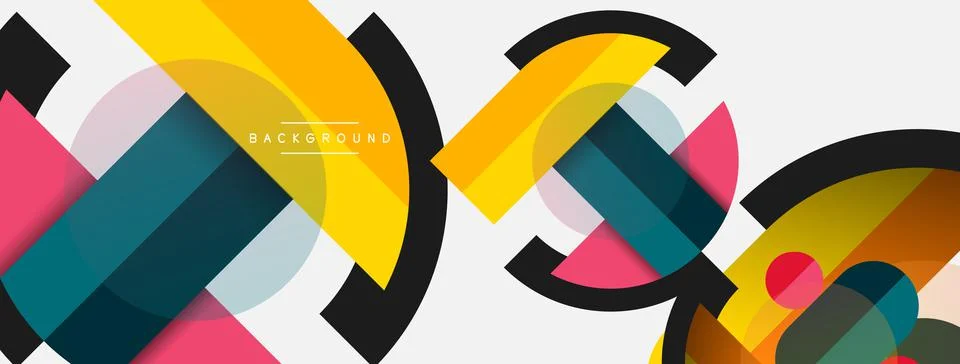 Geometric shapes composition abstract background. Circles lines and rectangles 스톡 일러스트