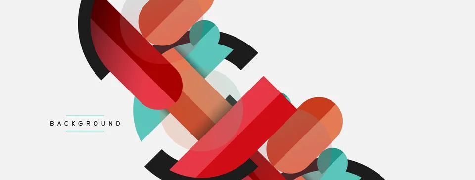 Geometric shapes composition abstract background. Circles lines and rectangles Stock Illustration