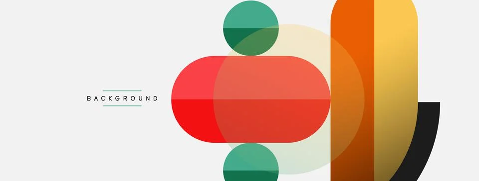 Geometric shapes composition abstract background. Circles lines and rectangles Illustration