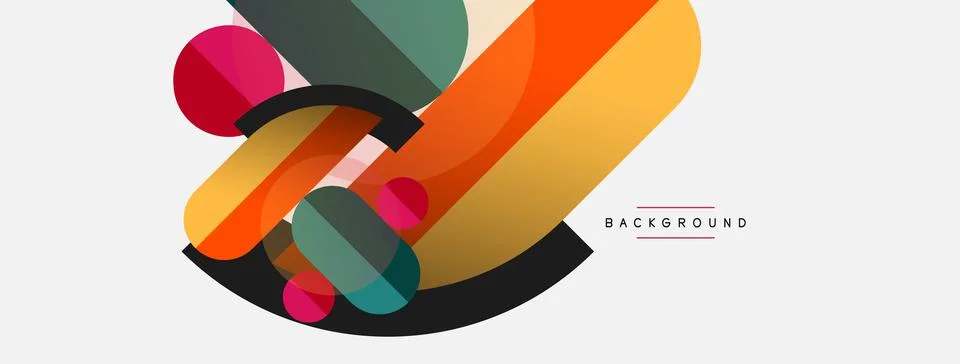Geometric shapes composition abstract background. Circles lines and rectangles Illustrazione stock