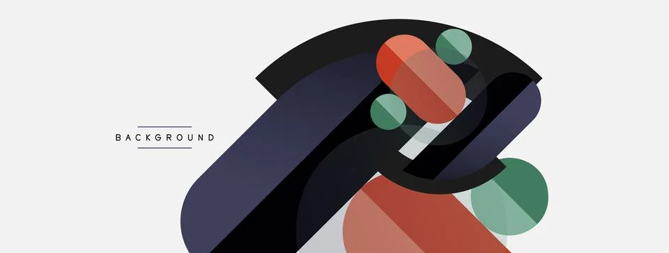 Geometric shapes composition abstract background. Circles lines and rectangles Illustrazione stock