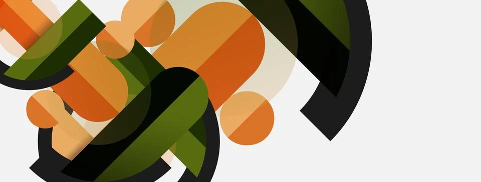 Geometric shapes composition abstract background. Circles lines and rectangles Stock Illustration