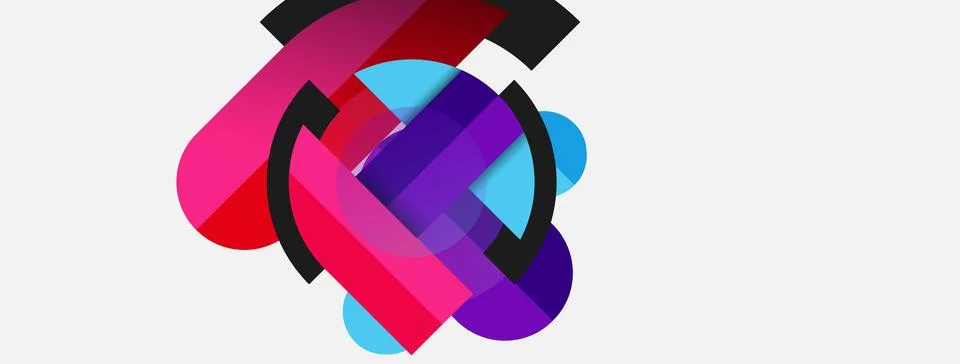 Geometric shapes composition abstract background. Circles lines and rectangles Stock Illustration