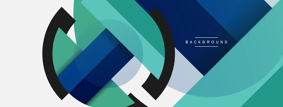 Geometric shapes composition abstract background. Circles lines and rectangles Stock Illustration