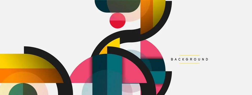 Geometric shapes composition abstract background. Circles lines and rectangles Stockillustratie
