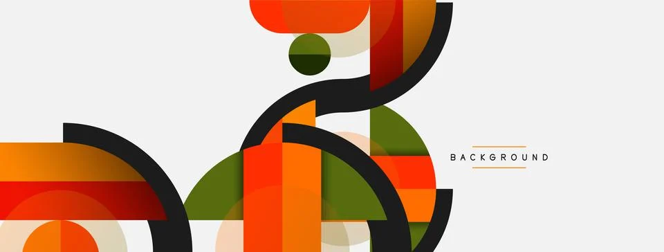 Geometric shapes composition abstract background. Circles lines and rectangles Stockillustratie