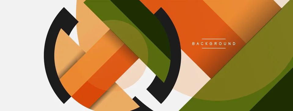 Geometric shapes composition abstract background. Circles lines and rectangles Stock Illustration