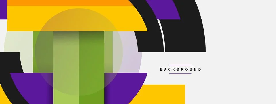 Geometric shapes composition abstract background. Circles lines and rectangles Stock Illustration