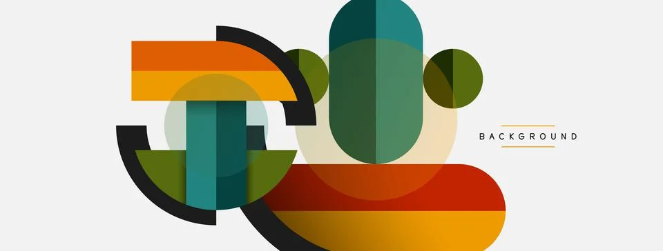 Geometric shapes composition abstract background. Circles lines and rectangles 스톡 일러스트