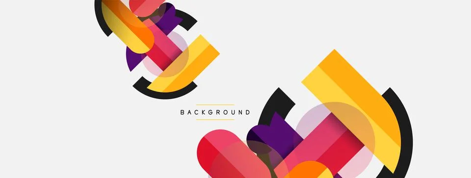 Geometric shapes composition abstract background. Circles lines and rectangles Stock Illustration