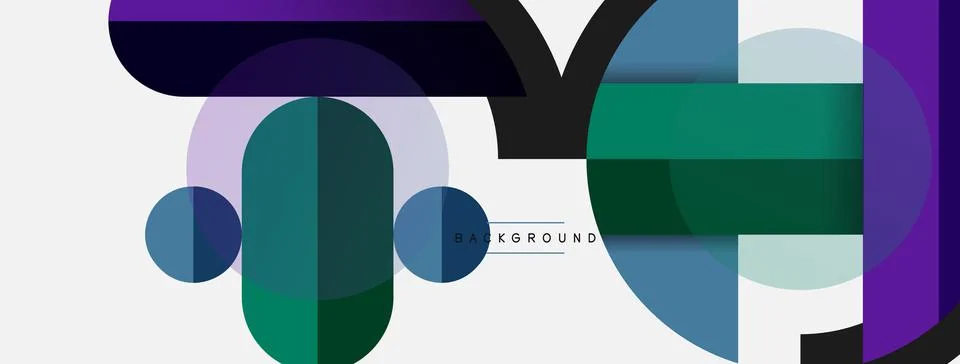 Geometric shapes composition abstract background. Circles lines and rectangles Illustrazione stock