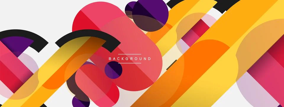 Geometric shapes composition abstract background. Circles lines and rectangles Illustrazione stock