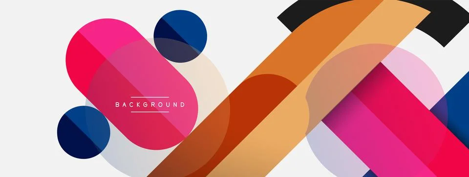 Geometric shapes composition abstract background. Circles lines and rectangles Stock Illustration