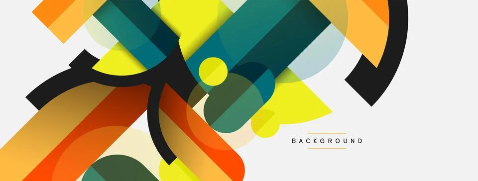 Geometric shapes composition abstract background. Circles lines and rectangles Illustration