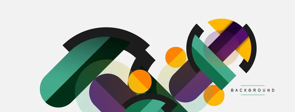 Geometric shapes composition abstract background. Circles lines and rectangles 库存插图