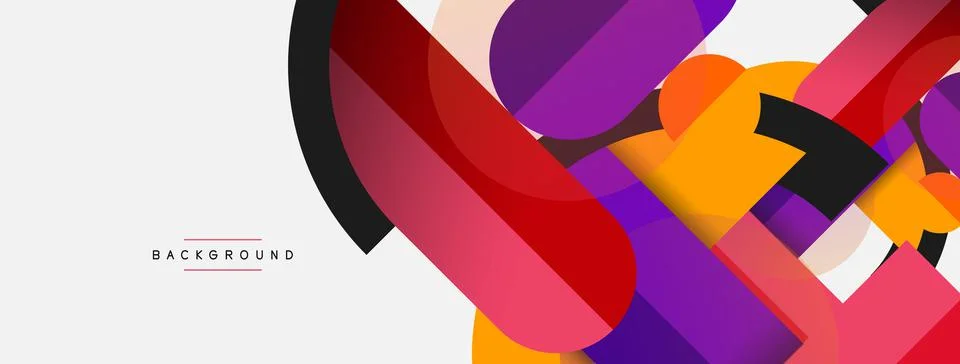 Geometric shapes composition abstract background. Circles lines and rectangles Illustrazione stock