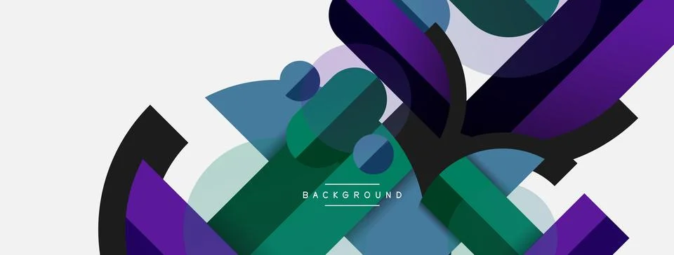 Geometric shapes composition abstract background. Circles lines and rectangles 库存插图