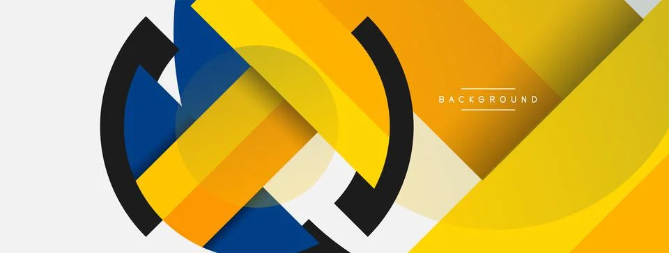 Geometric shapes composition abstract background. Circles lines and rectangles Stock Illustration