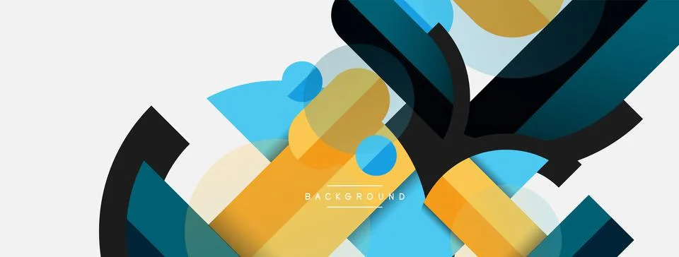 Geometric shapes composition abstract background. Circles lines and rectangles 库存插图