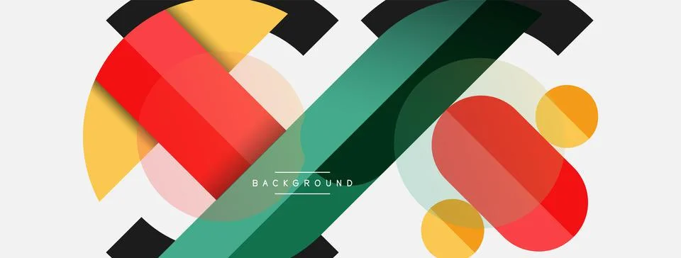 Geometric shapes composition abstract background. Circles lines and rectangles 스톡 일러스트