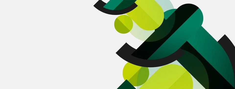 Geometric shapes composition abstract background. Circles lines and rectangles Stock Illustration