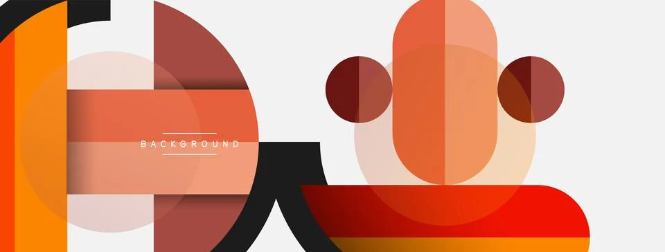 Geometric shapes composition abstract background. Circles lines and rectangles Stock Illustration