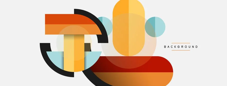 Geometric shapes composition abstract background. Circles lines and rectangles 库存插图