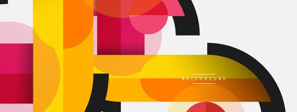 Geometric shapes composition abstract background. Circles lines and rectangles Stock Illustration