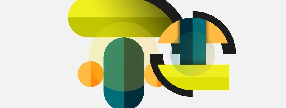 Geometric shapes composition abstract background. Circles lines and rectangles Stockillustratie