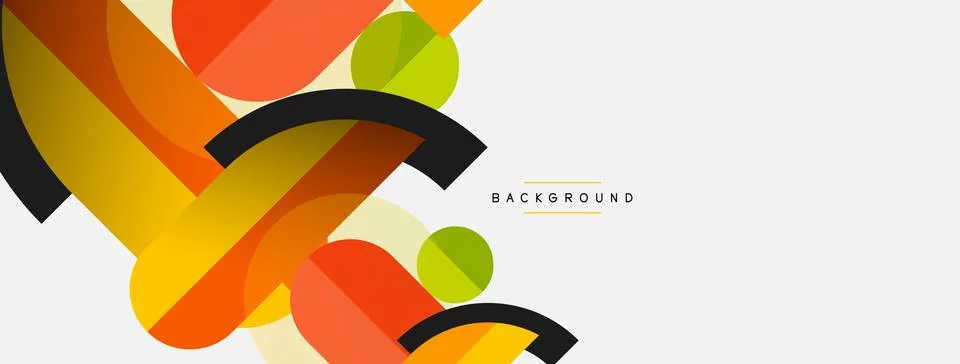 Geometric shapes composition abstract background. Circles lines and rectangles Stock Illustration
