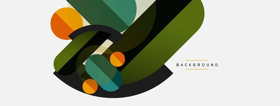 Geometric shapes composition abstract background. Circles lines and rectangles Illustrazione stock