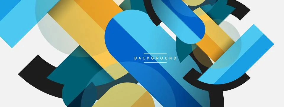 Geometric shapes composition abstract background. Circles lines and rectangles Stock Illustration