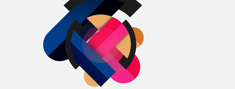 Geometric shapes composition abstract background. Circles lines and rectangles Stockillustratie