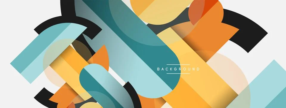 Geometric shapes composition abstract background. Circles lines and rectangles 스톡 일러스트