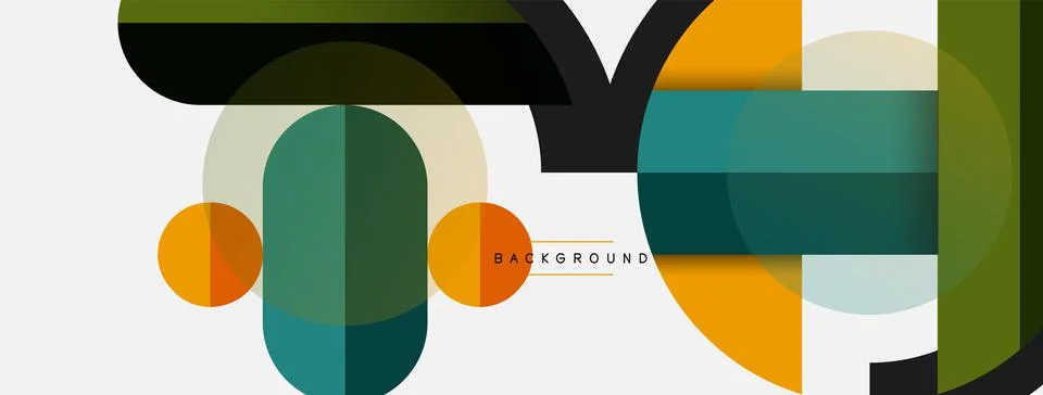 Geometric shapes composition abstract background. Circles lines and rectangles Stock Illustration
