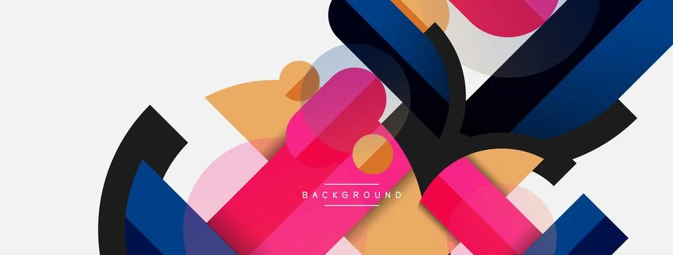 Geometric shapes composition abstract background. Circles lines and rectangles Stockillustratie