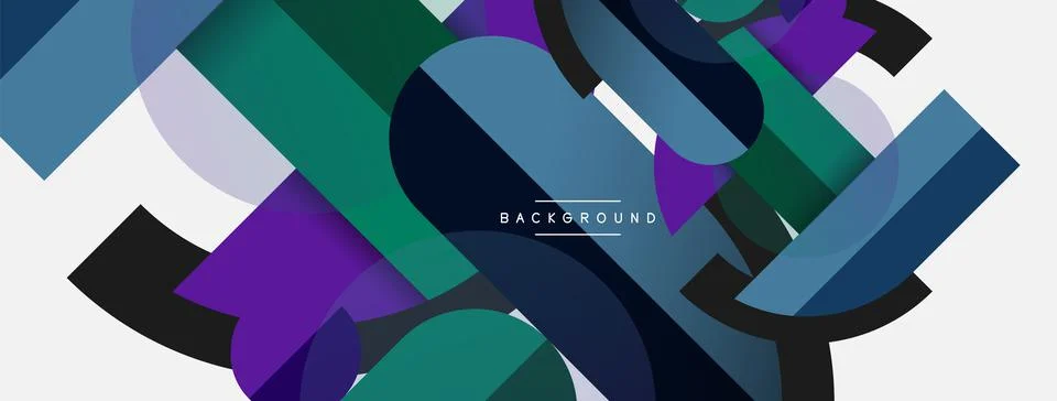 Geometric shapes composition abstract background. Circles lines and rectangles Stock Illustration
