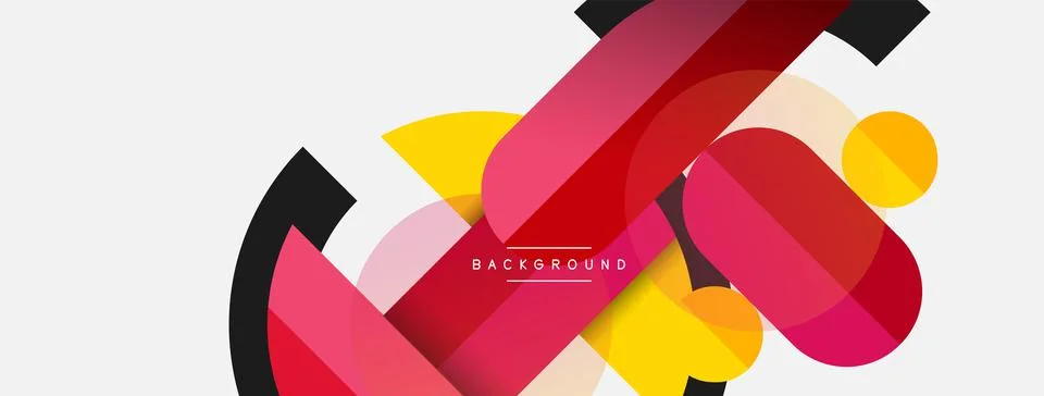 Geometric shapes composition abstract background. Circles lines and rectangles Stock Illustration