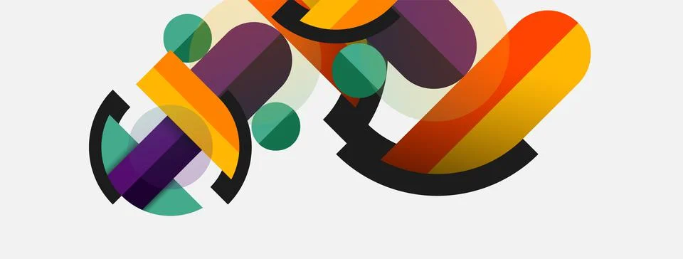 Geometric shapes composition abstract background. Circles lines and rectangles 스톡 일러스트