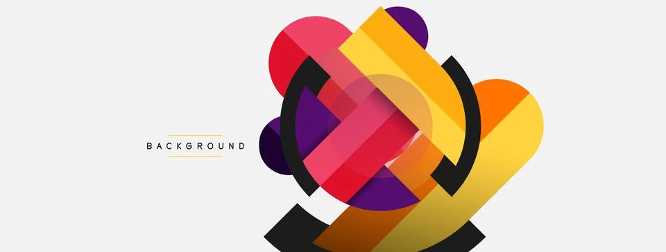 Geometric shapes composition abstract background. Circles lines and rectangles イラスト素材