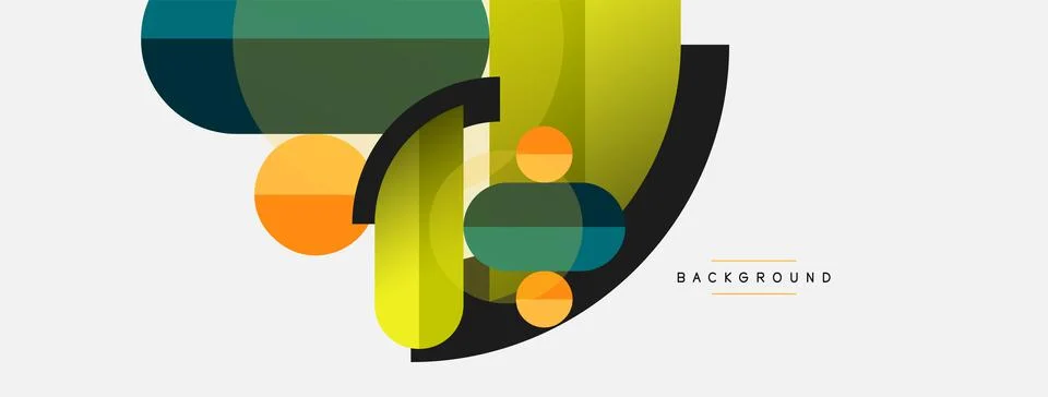 Geometric shapes composition abstract background. Circles lines and rectangles Illustrazione stock
