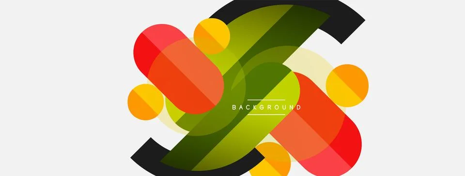 Geometric shapes composition abstract background. Circles lines and rectangles Illustrazione stock