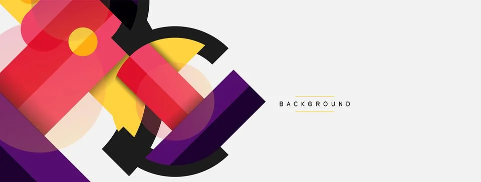 Geometric shapes composition abstract background. Circles lines and rectangles Stockillustratie